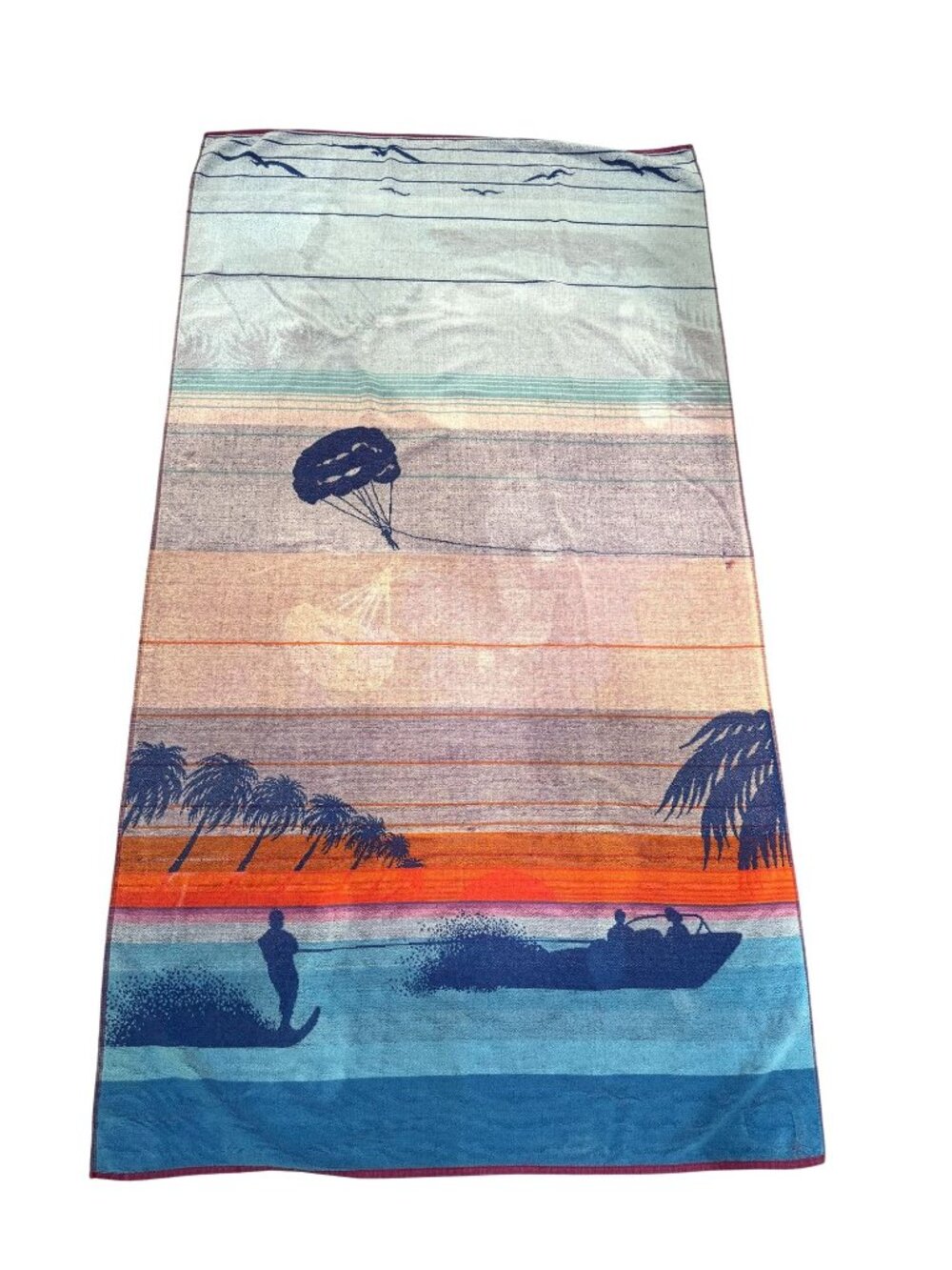 Vtg Seven Seas Rainbow Skiing Parasailing Beach Vibes Bath Beach Towel